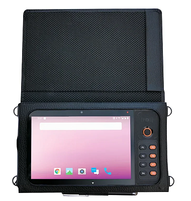 Чехол для планшета Urovo P8100 из нат. кожи, рамка вокруг экрана, крышка на магнитах, 4 кольца для ремней, наплеч. ремень 40 мм, рег. длина до 1600 мм
